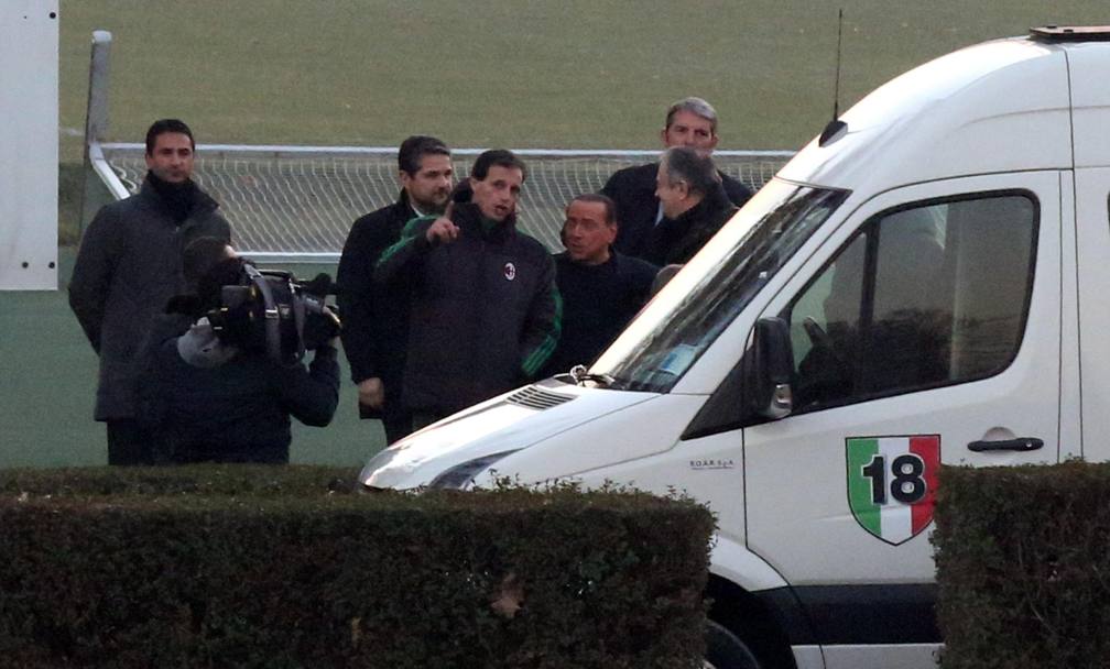 Massimiliano Allegri accoglie il presidente a Milanello. Ansa